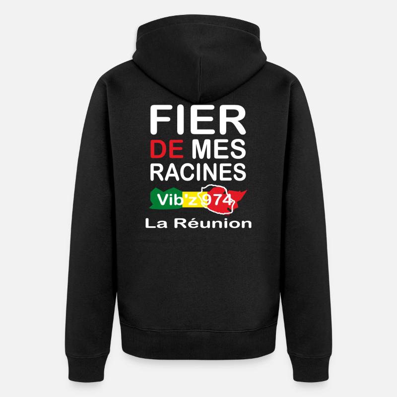 Fier de mes origines 974 - Veste à capuche bio Premium Unisexe - noir