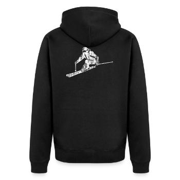 Skier skier athletic fast on the road - Unisex Premium Organic Zip Hoodie - black - Back - Nico (187cm)