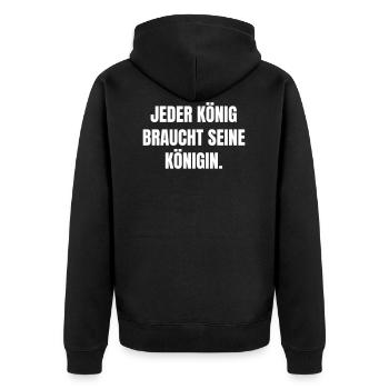 König Königin Spruch Geschenk Zitat Motivation - Unisex Premium Bio Zip Hoodie - Schwarz - Hinten - Nico (187cm)