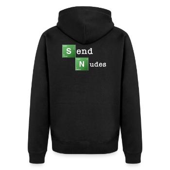 Send Nudes - Unisex Premium Bio Zip Hoodie - Schwarz - Hinten - Nico (187cm)