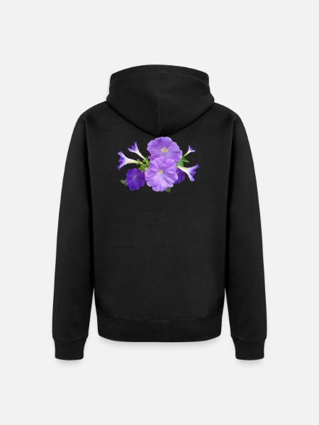 petunia petunia kwiaty kwiaty ogrodowe - Ekologiczna rozpinana bluza z kapturem Premium unisex - czarny
