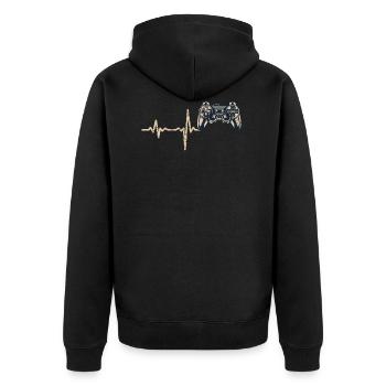 Shirt cadeau console de jeu Heartbeat - Veste à capuche bio Premium Unisexe - noir - Dos - Nico (187cm)