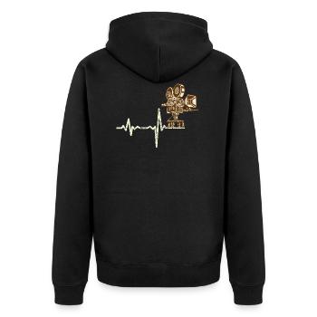 Shirt Gift Heartbeat Film Technician - Unisex Premium Organic Zip Hoodie - black - Back - Nico (187cm)