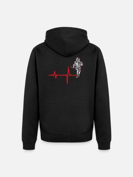 Shirt Geschenk Heartbeat Feuerwehr - Unisex Premium Bio Zip Hoodie - Schwarz