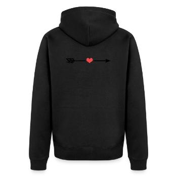 Herz Pfeil - Unisex Premium Bio Zip Hoodie - Schwarz - Hinten - Nico (187cm)