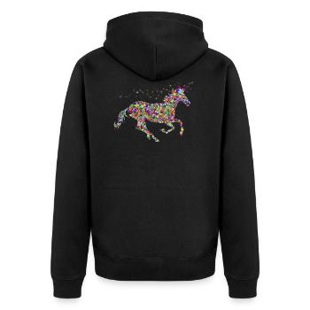 Rainbow Unicorn Sparkles - Unisex Premium Organic Zip Hoodie - black - Back - Nico (187cm)