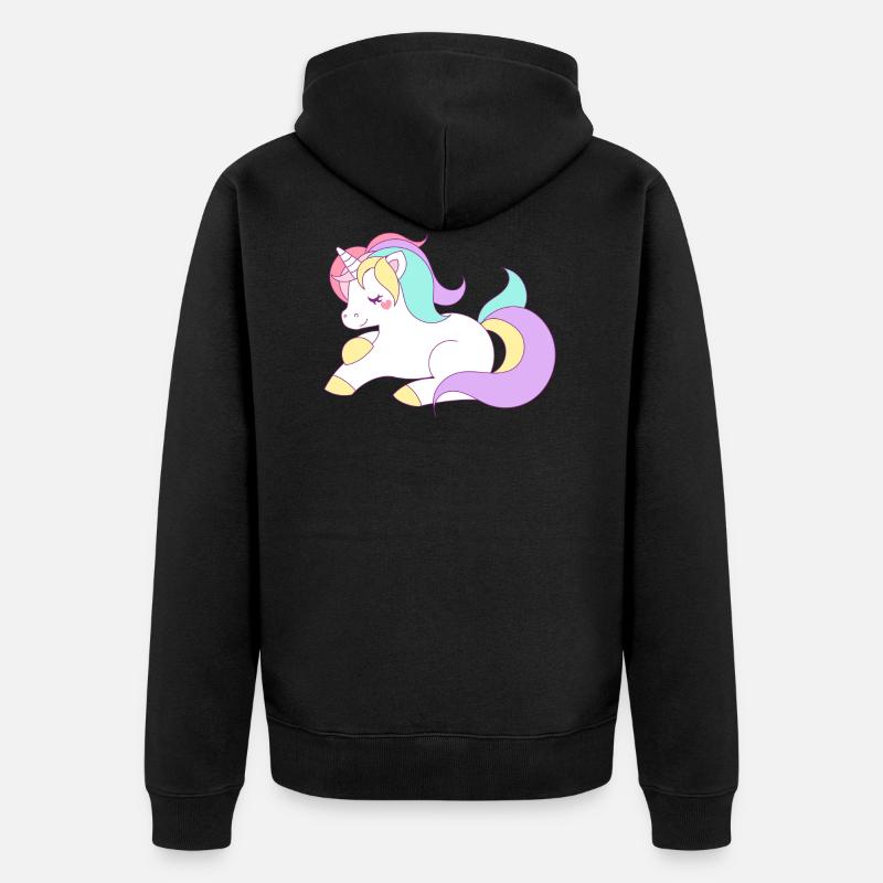 süßes Einhorn - Unisex Premium Bio Zip Hoodie - Schwarz
