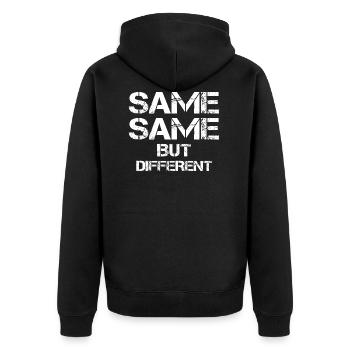 Gleiches aber unterschiedliches Thailand-Zitat hol - Unisex Premium Bio Zip Hoodie - Schwarz - Hinten - Nico (187cm)