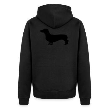 Hund - Dackel - Unisex Premium Bio Zip Hoodie - Schwarz - Hinten - Nico (187cm)
