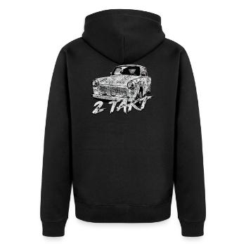  601 Weiss - Unisex Premium Bio Zip Hoodie - Schwarz - Hinten - Nico (187cm)