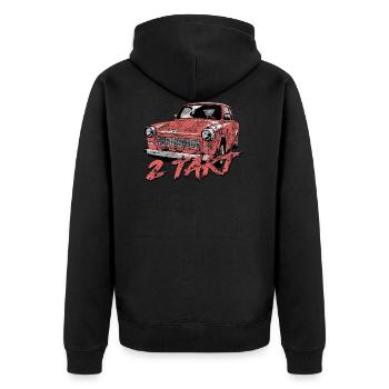  601 Korallrot - Unisex Premium Bio Zip Hoodie - Schwarz - Hinten - Nico (187cm)
