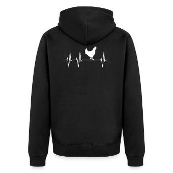 Chicken Chickens Heartbeat Poultry Eggs Palpitations - Unisex Premium Organic Zip Hoodie - black - Back - Nico (187cm)