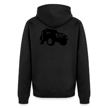 Jeep - Geländewagen - Unisex Premium Bio Zip Hoodie - Schwarz - Hinten - Nico (187cm)