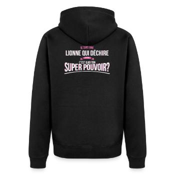 Lionne qui déchire super pouvoir cadeau - Veste à capuche bio Premium Unisexe - noir - Dos - Nico (187cm)