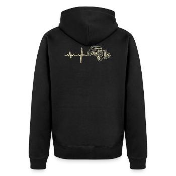 Geschenk Heartbeat Hot Rod hotrod - Unisex Premium Bio Zip Hoodie - Schwarz - Hinten - Nico (187cm)