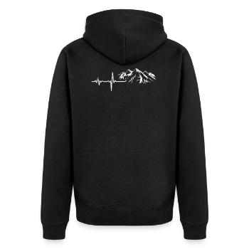 Cadeau montagnes Heartbeat - Veste à capuche bio Premium Unisexe - noir - Dos - Nico (187cm)