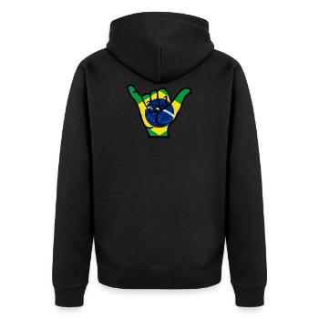 Hangloose, Brazilian Jiu-Jitsu, BJJ Shirt - Unisex Premium Bio Zip Hoodie - Schwarz - Hinten - Nico (187cm)