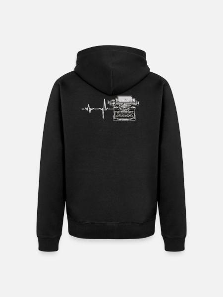 Geschenk Heartbeat Schreibmaschine - Unisex Premium Bio Zip Hoodie - Schwarz