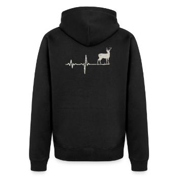 Gift heartbeat deer - Unisex Premium Organic Zip Hoodie - black - Back - Nico (187cm)