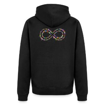 Unendlichkeit - Unisex Premium Bio Zip Hoodie - Schwarz - Hinten - Nico (187cm)