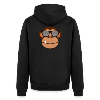 Chilliger Affe mit Sonnenbrille Geschenkidee - Unisex Premium Bio Zip Hoodie - Schwarz - Hinten - Nico (187cm)