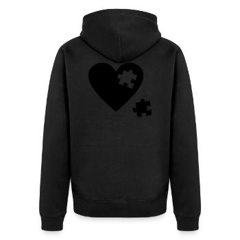 Heart puzzle - Unisex Premium Organic Zip Hoodie - black - Back - Nico (187cm)