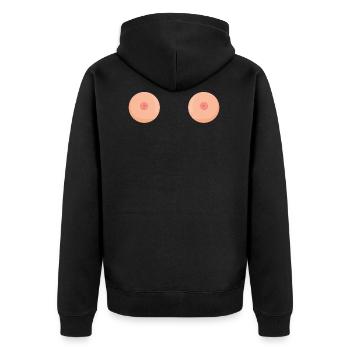 boobs - Unisex Premium Bio Zip Hoodie - Schwarz - Hinten - Nico (187cm)