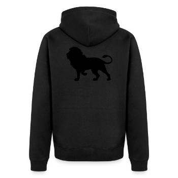 Lion Silhouette - Unisex Premium Organic Zip Hoodie - black - Back - Nico (187cm)