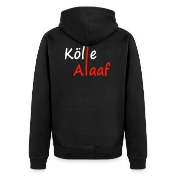 Kölle Alaaf - Karneval Fasching - Unisex Premium Bio Zip Hoodie - Schwarz - Hinten - Nico (187cm)