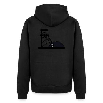 bergarbeiter miner bergwerk mine coal kohle5 - Unisex Premium Bio Zip Hoodie - Schwarz - Hinten - Nico (187cm)