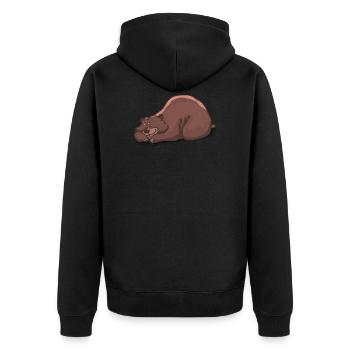 Bär müde - Unisex Premium Bio Zip Hoodie - Schwarz - Hinten - Nico (187cm)