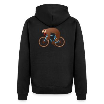 Faultier T-Shirt Geschenk Idee Geburtstag Lustig - Unisex Premium Bio Zip Hoodie - Schwarz - Hinten - Nico (187cm)