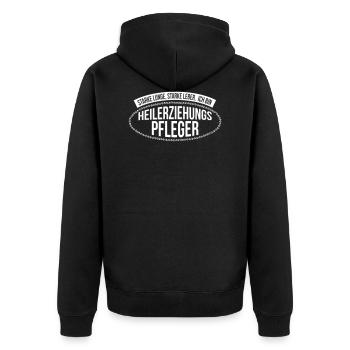 Starker Heilerziehungspfleger - Geschenk - Unisex Premium Bio Zip Hoodie - Schwarz - Hinten - Nico (187cm)