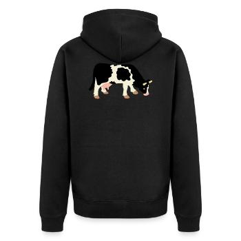cow , Kuh - Unisex Premium Bio Zip Hoodie - Schwarz - Hinten - Nico (187cm)
