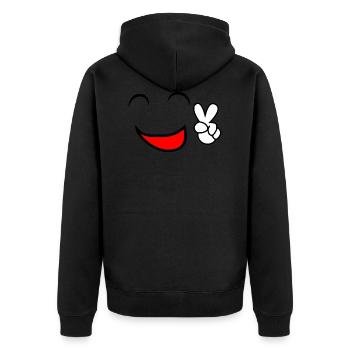 Smiley - Unisex Premium Organic Zip Hoodie - black - Back - Nico (187cm)