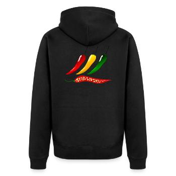 Chillis Peperoni - Unisex Premium Bio Zip Hoodie - Schwarz - Hinten - Nico (187cm)