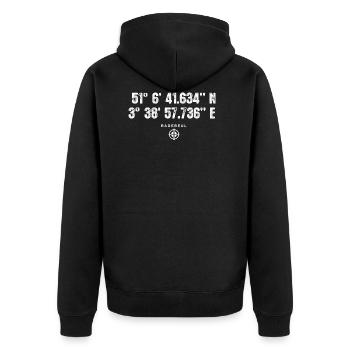 Radebeul Geocacher Geschenk Standort GPS Stadt - Unisex Premium Bio Zip Hoodie - Schwarz - Hinten - Nico (187cm)