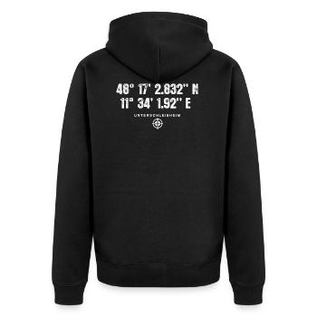 Unterschleißheim Geocacher Standort GPS Stadt - Unisex Premium Bio Zip Hoodie - Schwarz - Hinten - Nico (187cm)