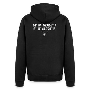 Kevelaer Geocacher Geschenk Standort GPS Stadt - Unisex Premium Bio Zip Hoodie - Schwarz - Hinten - Nico (187cm)