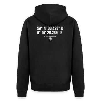 Obertshausen Geocacher Geschenk Standort GPS Stadt - Unisex Premium Bio Zip Hoodie - Schwarz - Hinten - Nico (187cm)