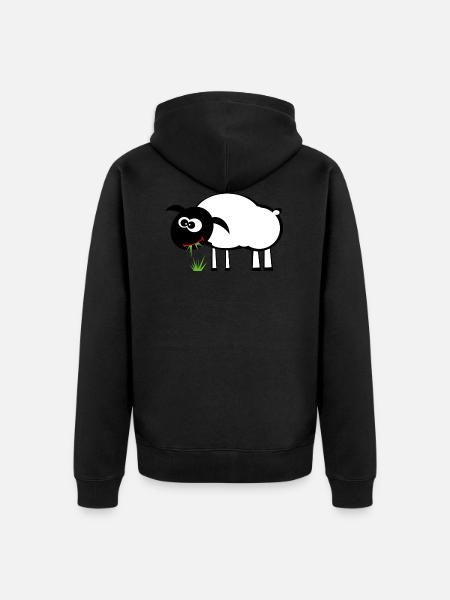 Sweet sheep eats grass. Gift - Unisex Premium Organic Zip Hoodie - black