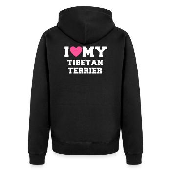 I love my Tibetan Terrier - Unisex Premium Bio Zip Hoodie - Schwarz - Hinten - Nico (187cm)