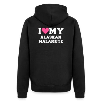 I love my Alaskan Malamute - Unisex Premium Organic Zip Hoodie - black - Back - Nico (187cm)