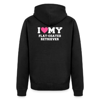 I love my Flat Coated Retriever - Unisex Premium Bio Zip Hoodie - Schwarz - Hinten - Nico (187cm)