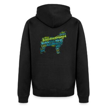 Rally Obedience Australian Shepherd Wordcloud - Unisex Premium Bio Zip Hoodie - Schwarz - Hinten - Nico (187cm)
