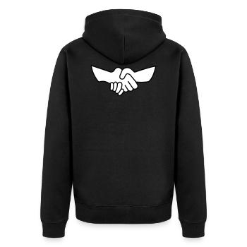 Handdruck Hände Geschäft handeln Partner Geschenk - Unisex Premium Bio Zip Hoodie - Schwarz - Hinten - Nico (187cm)