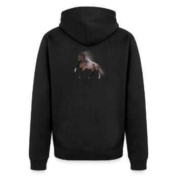 idée cadeau cheval - Veste à capuche bio Premium Unisexe - noir - Dos - Nico (187cm)