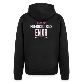 je suis une Puéricultrice en or cadeau idée humour - Veste à capuche bio Premium Unisexe - noir - Dos - Nico (187cm)