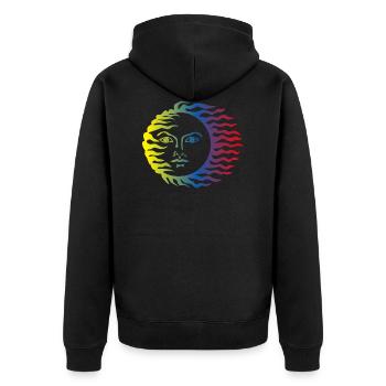 Soleil symbole coloré - Veste à capuche bio Premium Unisexe - noir - Dos - Nico (187cm)