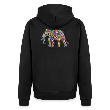 Elefant bunte Farbkleckse Geschenk Geschenkidee - Unisex Premium Bio Zip Hoodie - Schwarz - Hinten - Nico (187cm)